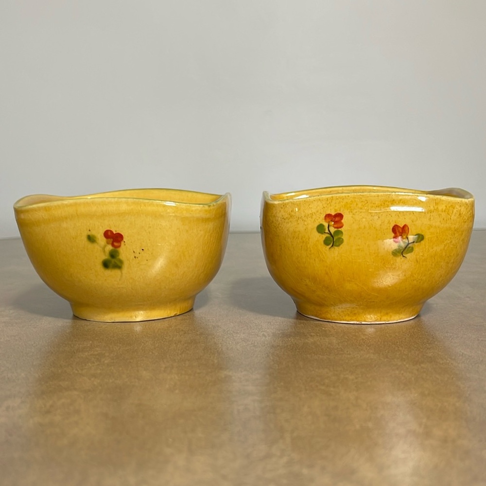 Terre e Provence, Pair of Yellow Floral Ceramic Bowls